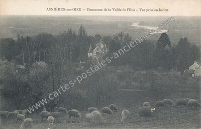 Carte postale ancienne Panorama de la Vallée de l'Oise - Vue prise en ballon — Asnières-sur-Oise (Val-d'Oise)