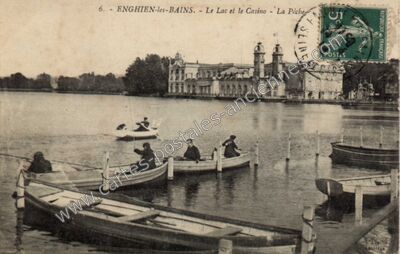 Carte postale ancienne Le Lac et le Casino - La Pêche — Enghien-les-Bains (Val-d'Oise)