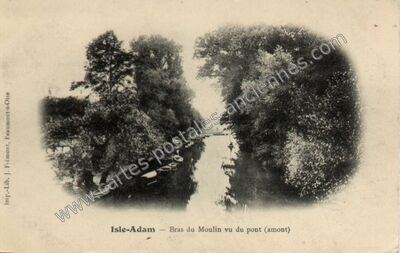 Carte postale ancienne Bras du Moulin vu du pont (amont) — L'Isle-Adam (Val-d'Oise)
