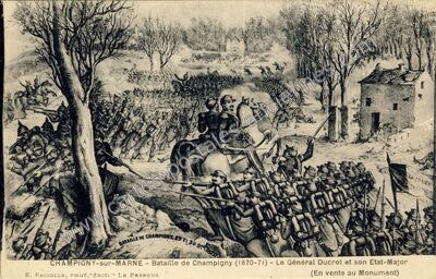 Carte postale ancienne Bataille de Champigny (1870-71) - Le Général Ducrot et son Etat-Major — Champigny-sur-Marne (Val-de-Marne)