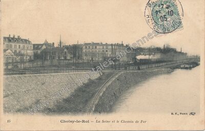Carte postale ancienne La Seine et le Chemin de Fer — Choisy-le-Roi (Val-de-Marne)