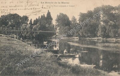 Carte postale ancienne La Boucle de la Marne. Le Pont suspendu — Créteil (Val-de-Marne)