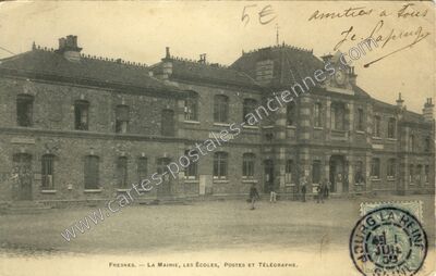 Carte postale ancienne La Mairie, les Écoles, Postes et Télégraphe — Fresnes (Val-de-Marne)