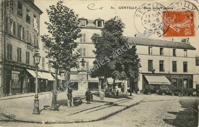 Carte postale ancienne Place de la Fontaine — Gentilly (Val-de-Marne)