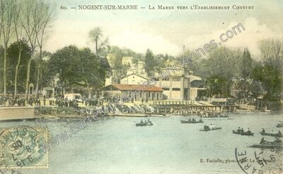 Carte postale ancienne La Marne vers L'Établissement Convert — Nogent-sur-Marne (Val-de-Marne)