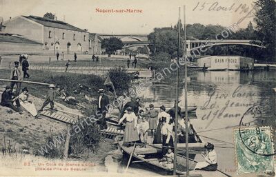 Carte postale ancienne Un Coin de Marne animé près de l'Ile de Beauté — Nogent-sur-Marne (Val-de-Marne)