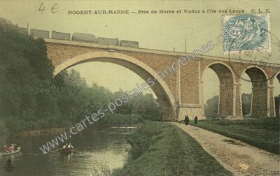 Carte postale ancienne Bras de Marne et Viaduc à l'Ile des Loups — Nogent-sur-Marne (Val-de-Marne)