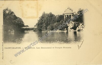 Carte postale ancienne Lac Daumesnil et Temple Romain — Saint-Mandé (Val-de-Marne)