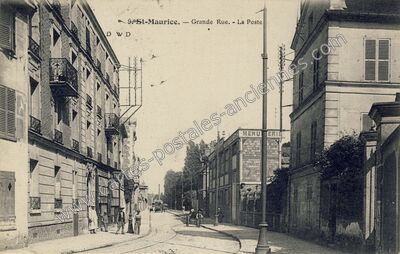 Carte postale ancienne Grande Rue. - La Poste — Saint-Maurice (Val-de-Marne)