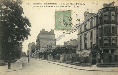 Carte postale ancienne Rue du Val d'Osne, prise de l'Avenue de Gravelle — Saint-Maurice (Val-de-Marne)