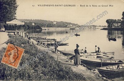 Carte postale ancienne Bord de la Seine au Grand Mât — Villeneuve-Saint-Georges (Val-de-Marne)