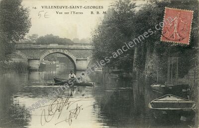 Carte postale ancienne Vue sur l'Yerres — Villeneuve-Saint-Georges (Val-de-Marne)