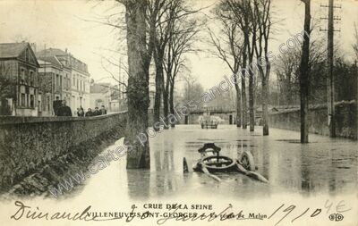 Carte postale ancienne Crue de la Seine — Villeneuve-Saint-Georges (Val-de-Marne)