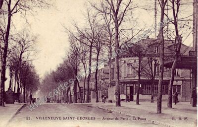 Carte postale ancienne Avenue de Paris - Le Poste — Villeneuve-Saint-Georges (Val-de-Marne)