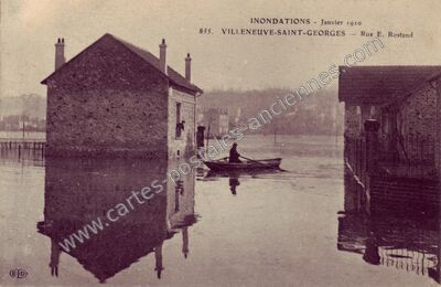 Carte postale ancienne Inondations - Janvier 1910 — Villeneuve-Saint-Georges (Val-de-Marne)