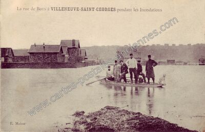 Carte postale ancienne La rue de Boys pendant les Inondations — Villeneuve-Saint-Georges (Val-de-Marne)