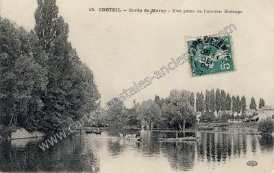 Carte postale ancienne Bords de Marne - Vue prise de l'ancien Barrage — Créteil (Val-de-Marne)