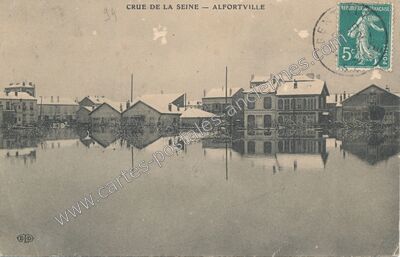 Carte postale ancienne Crue de la Seine — Alfortville (Val-de-Marne)