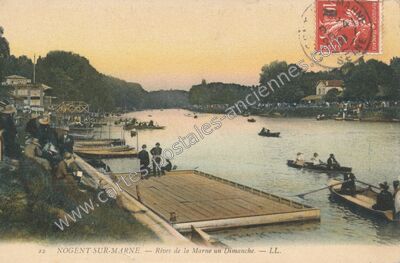 Carte postale ancienne Rives de la Marne un Dimanche — Nogent-sur-Marne (Val-de-Marne)