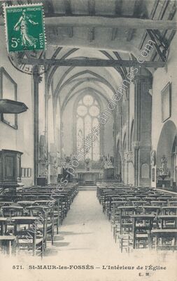 Carte postale ancienne L'Intérieur de l'Église — Saint-Maur-des-Fossés (Val-de-Marne)