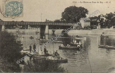 Carte postale ancienne La Marne au Pont de Bry — Bry-sur-Marne (Val-de-Marne)