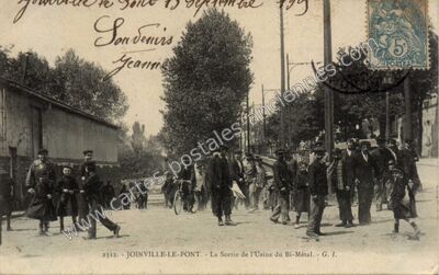 Carte postale ancienne La Sortie de l'Usine du Bi-Métal — Joinville-le-Pont (Val-de-Marne)