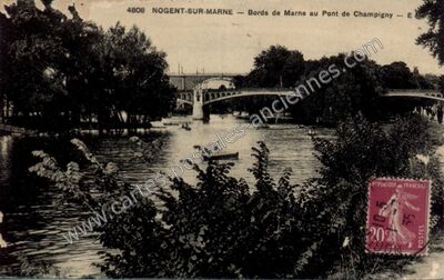 Carte postale ancienne Bords de Marne au Pont de Champigny — Nogent-sur-Marne (Val-de-Marne)