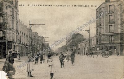 Carte postale ancienne Avenue de la République — Aubervilliers (Seine-Saint-Denis)