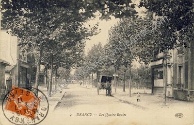 Carte postale ancienne Les Quatre Routes — Drancy (Seine-Saint-Denis)