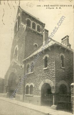 Carte postale ancienne L'Eglise E. M — Le Pré-Saint-Gervais (Seine-Saint-Denis)