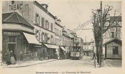 Carte postale ancienne Le Tramway de Montreuil — Rosny-sous-Bois (Seine-Saint-Denis)