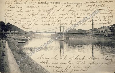 Carte postale ancienne Le Pont suspendu — Saint-Denis (Seine-Saint-Denis)