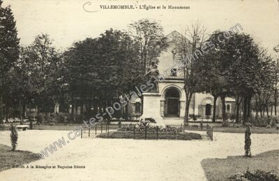 Carte postale ancienne L'Église et le Monument — Villemomble (Seine-Saint-Denis)