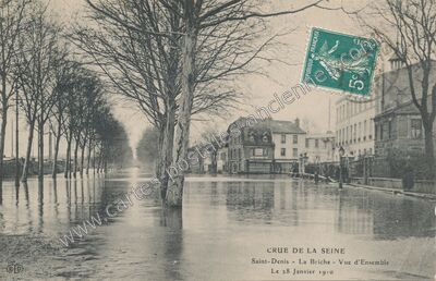 Carte postale ancienne Crue de la Seine - La Briche - Vue d'Ensemble — Saint-Denis (Seine-Saint-Denis)