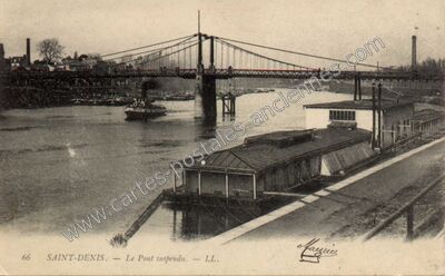 Carte postale ancienne Le Pont suspendu — Saint-Denis (Seine-Saint-Denis)