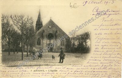 Carte postale ancienne L'Eglise — Antony (Hauts-de-Seine)
