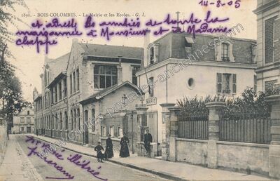 Carte postale ancienne La Mairie et les Ecoles — Bois-Colombes (Hauts-de-Seine)