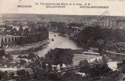 Carte postale ancienne Vue générale des Bords de la Seine — Boulogne-Billancourt (Hauts-de-Seine)