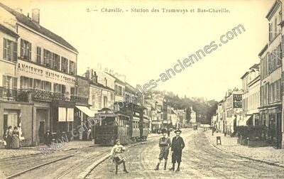 Carte postale ancienne Station des Tramways et Bas-Chaville — Chaville (Hauts-de-Seine)
