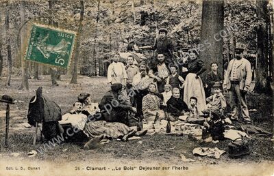 Carte postale ancienne Le Bois" Dejeuner sur l'herbe — Clamart (Hauts-de-Seine)