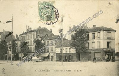 Carte postale ancienne Place de la Gare — Clamart (Hauts-de-Seine)