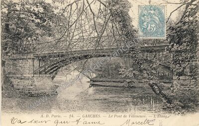 Carte postale ancienne Le Pont de Villeneuve. — L'Etang — Garches (Hauts-de-Seine)