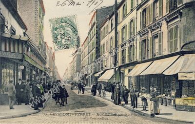 Carte postale ancienne Rue Valler prise de la rue de Courcelles — Levallois-Perret (Hauts-de-Seine)