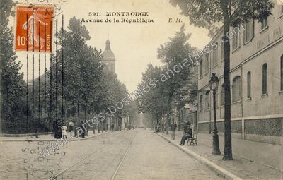 Carte postale ancienne Avenue de la République — Montrouge (Hauts-de-Seine)