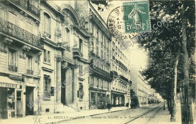Carte postale ancienne Avenue de Neuilly et la Banque de France — Neuilly-sur-Seine (Hauts-de-Seine)