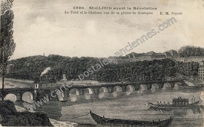 Carte postale ancienne Le Pont et le Château vus de la plaine — Saint-Cloud (Hauts-de-Seine)