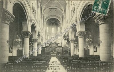 Carte postale ancienne Intérieur de l'Église — Saint-Cloud (Hauts-de-Seine)