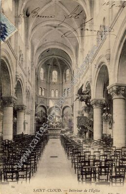 Carte postale ancienne Intérieur de l'Église — Saint-Cloud (Hauts-de-Seine)