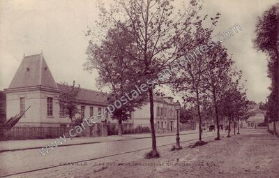 Carte postale ancienne Les Écoles et le carrefour du Puits-sans-Vin — Chaville (Hauts-de-Seine)