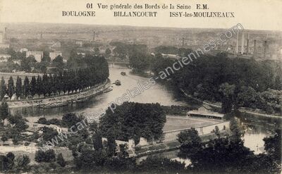 Carte postale ancienne Vue générale des Bords de la Seine — Issy-les-Moulineaux (Hauts-de-Seine)